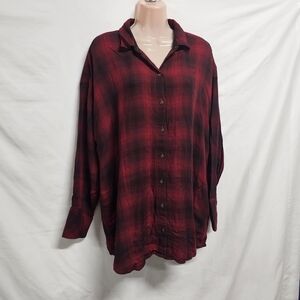 J. Jill Casual Everyday Top tunic Shirt Women Size L Plaid Two Ply